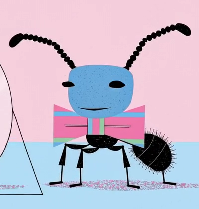 The FancyAnt mascot checking its bowtie in an oval mirror